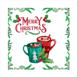 Merry Christmas Cozy Cups Posters and Art